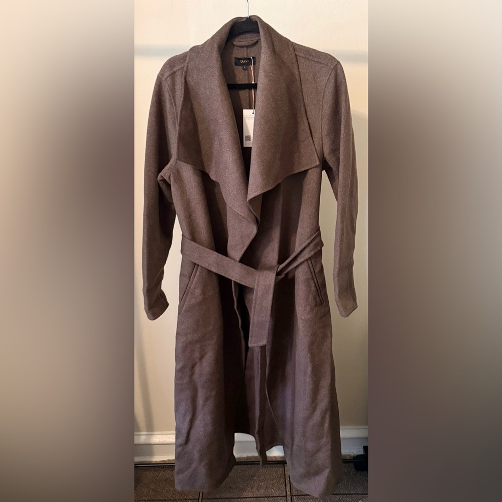 Quince Double-Faced Merino Wool Draped Collar Wrap Coat